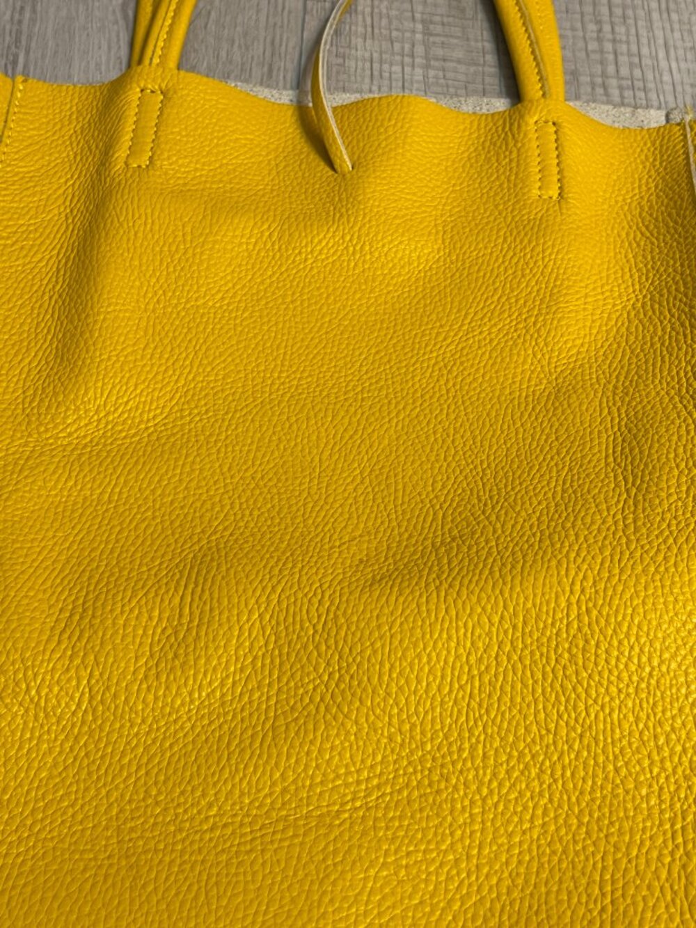 Italian Genuine Leather Yellow Tote Bag Pebbled Leather Shoulder Bag Borse in Pe - Picture 10 of 10